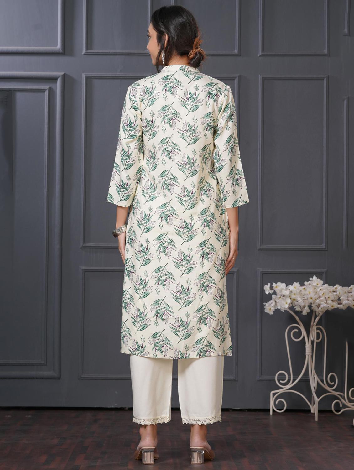women printed three quarter sleeve kurta palazzo set - 21922353 - Standard Image - 3