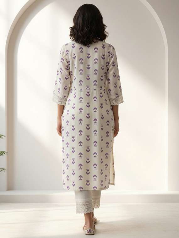 women three quarter sleeve kurta palazzo set - 21922355 -  Standard Image - 5