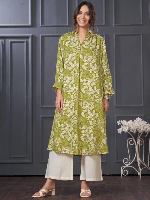 women printed long sleeve kurta palazzo set - 21922359 -  Standard Image - 0