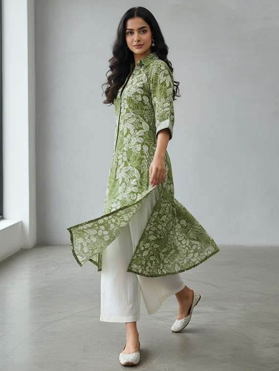 women printed long sleeve kurta palazzo set - 21922359 -  Standard Image - 3