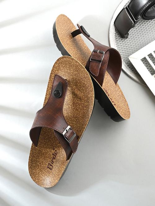 men brown slip on sandal - 21922376 -  Standard Image - 0