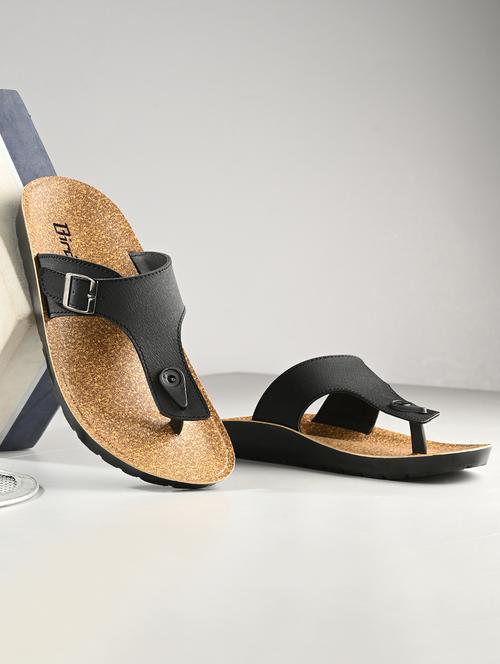 men black solid slip on sandal - 21922377 - Standard Image - 0