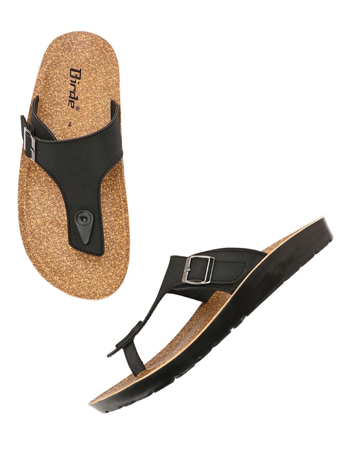 men black solid slip on sandal - 21922377 - Standard Image - 3