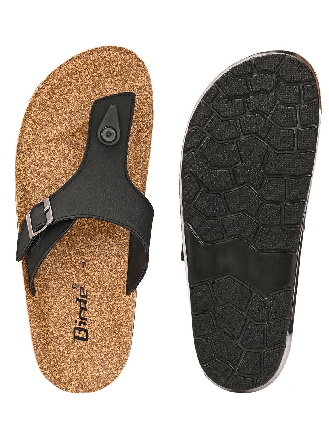 men black solid slip on sandal - 21922377 - Standard Image - 5