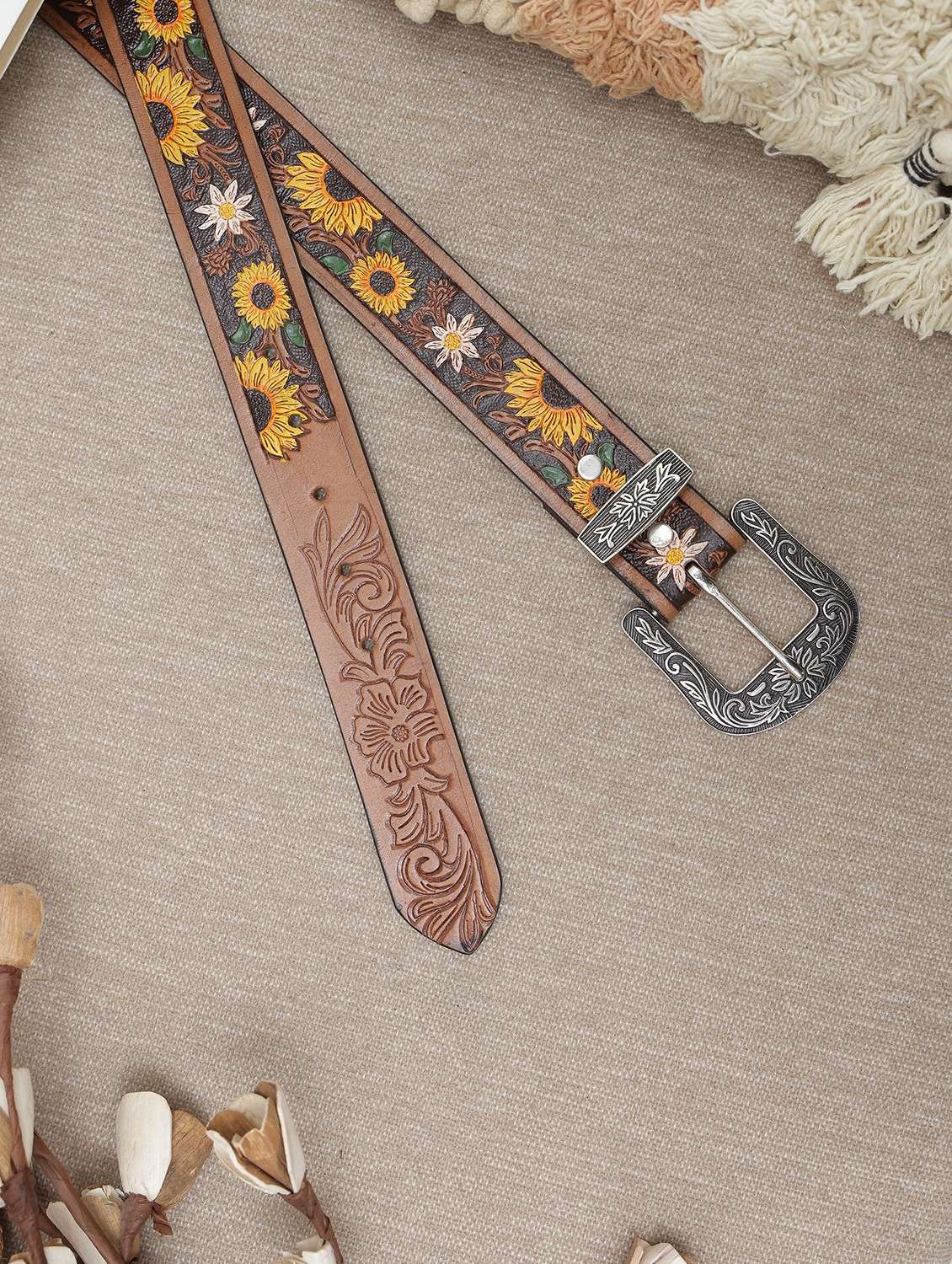 women brown floral belt - 21922395 - Standard Image - 3