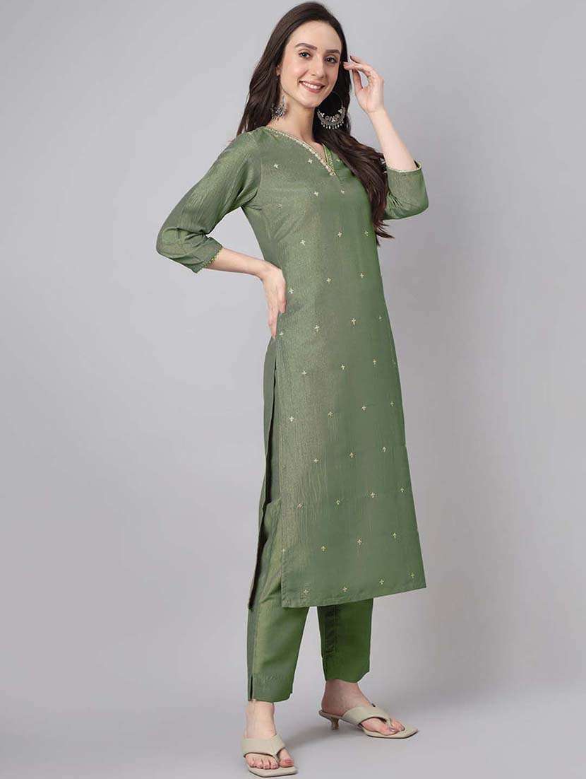women three quarter sleeve kurta pant with dupatta set - 21922403 -  Standard Image - 3