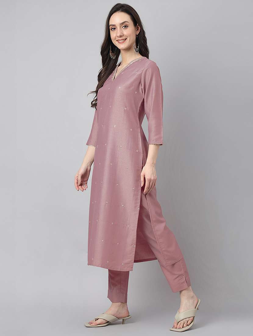 women three quarter sleeve kurta pant with dupatta set - 21922405 -  Standard Image - 3