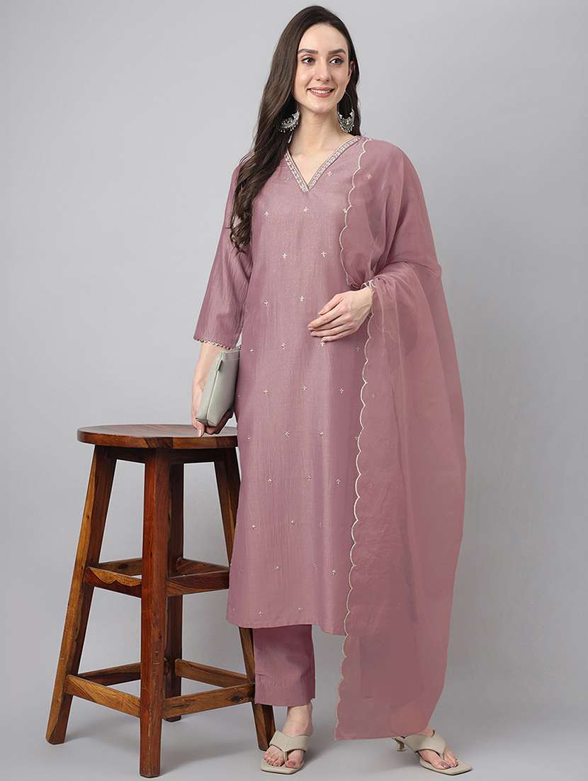 women three quarter sleeve kurta pant with dupatta set - 21922405 -  Standard Image - 5