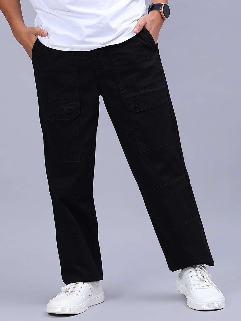 men solid mid rise cargo