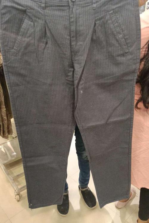 dark grey slub casual trousers - 21922573 -  Standard Image - 0