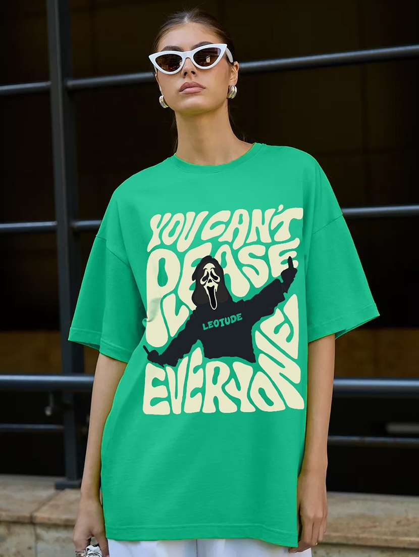 Women Printed Short Sleeves Oversized T Shirt