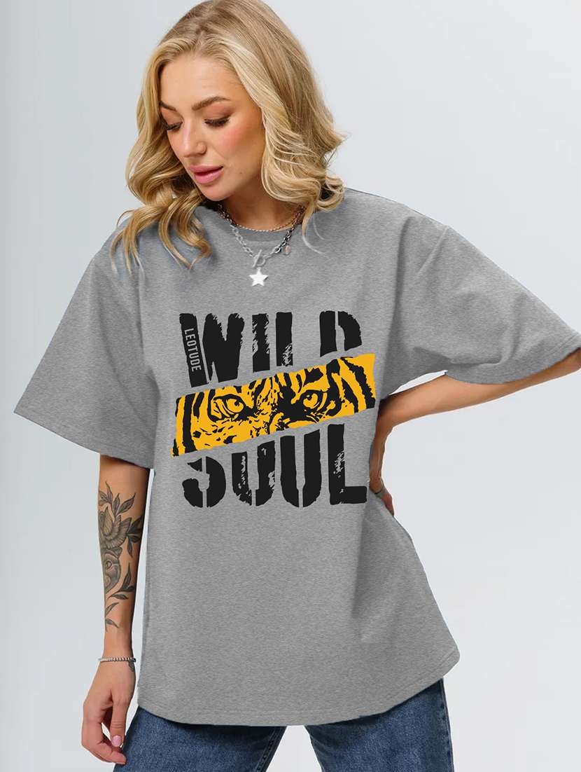 Women Printed Short Sleeves Oversized T Shirt
