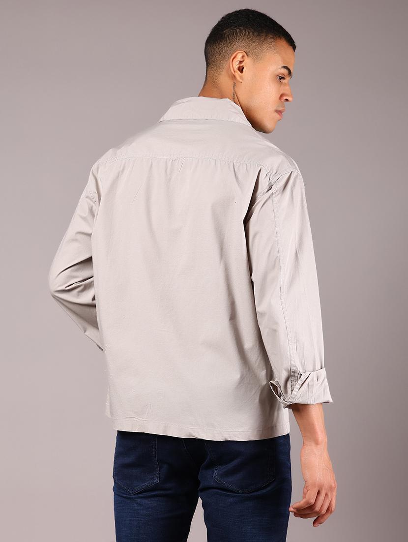 men solid collared long sleeve loose fit shirt - 21922776 - Standard Image - 3