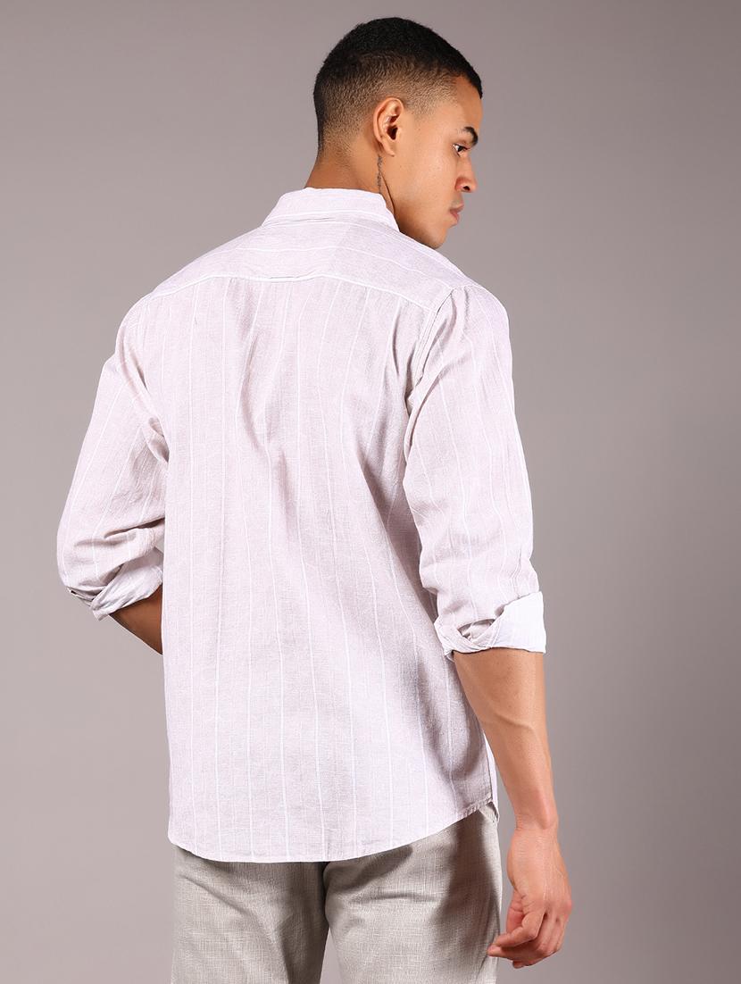 men striped collared long sleeve casual shirt - 21922780 - Standard Image - 3