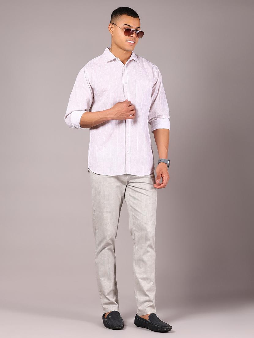 men striped collared long sleeve casual shirt - 21922780 - Standard Image - 5
