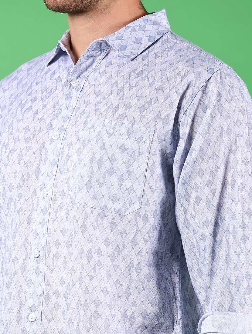 men printed collared long sleeve casual shirt - 21922781 -  Standard Image - 3