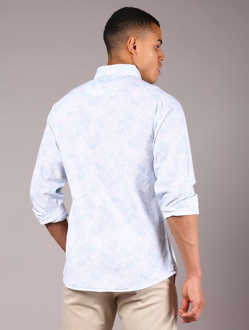 men floral printed collared long sleeve casual shirt - 21922783 -  Standard Image - 3