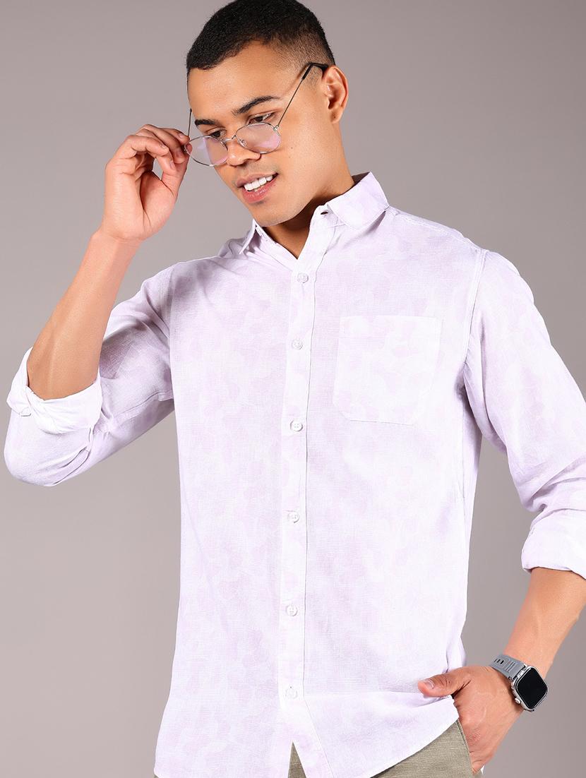men printed collared long sleeve casual shirt - 21922784 - Zoom Image - 0