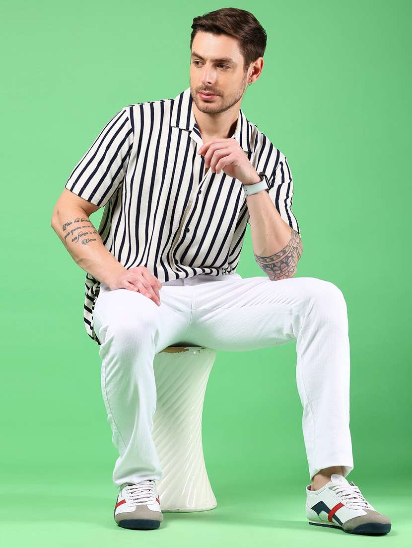 men striped collared short sleeves casual shirt - 21922789 -  Standard Image - 5