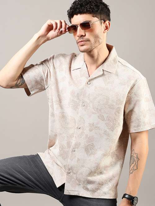 men printed cuban collared long sleeves shirt  - 21922799 -  Standard Image - 0