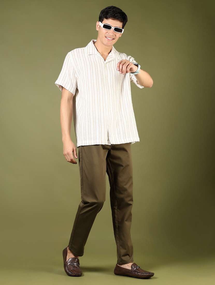 men striped cuban collared short sleeves casual shirt - 21922801 -  Standard Image - 5