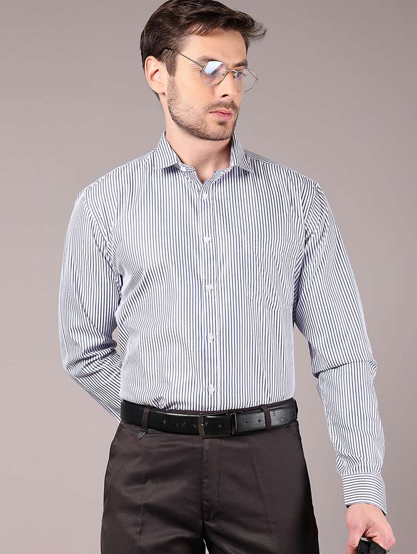 men striped long sleeve formal shirt