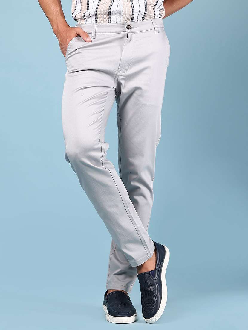 men solid mid rise regular fit chinos - 21922877 - Zoom Image - 0