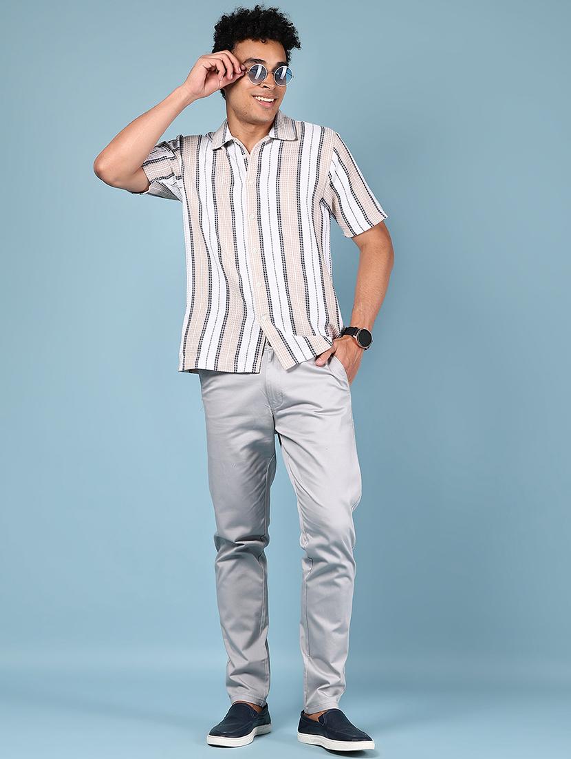 men solid mid rise regular fit chinos - 21922877 - Standard Image - 5