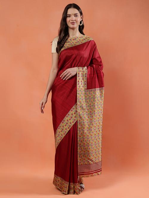 women red printed saree with blouse - 21922914 - Standard Image - 0