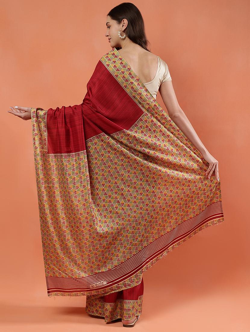 women red printed saree with blouse - 21922914 - Standard Image - 3