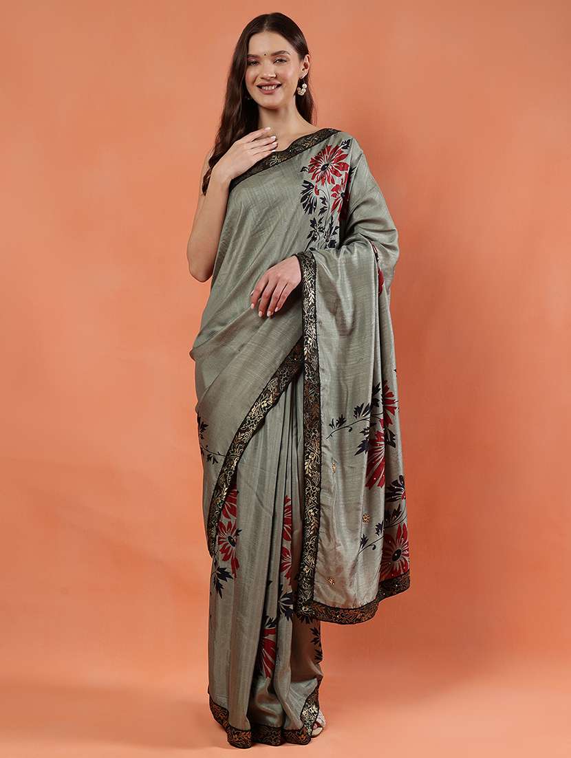 women printed casual wear saree with blouse
