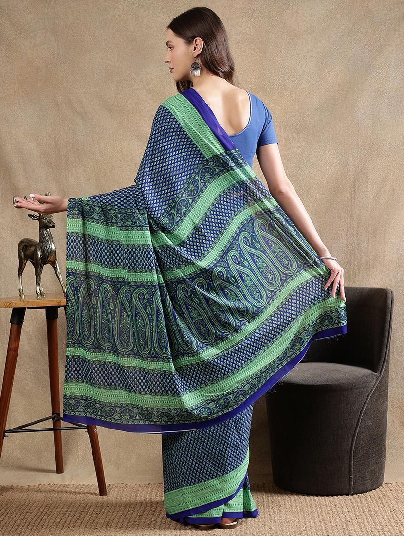 women printed casual wear saree with blouse - 21922919 - Standard Image - 3