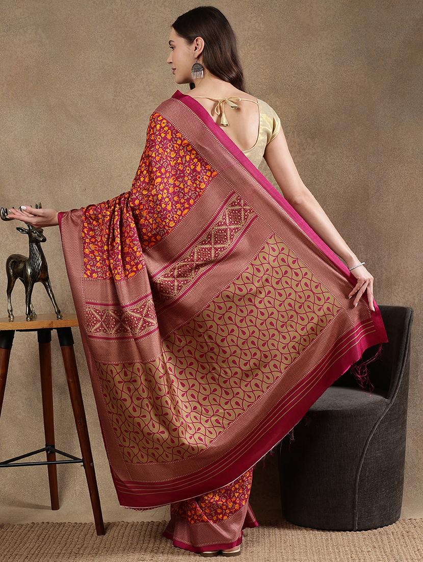 women printed casual wear saree with blouse - 21922925 - Standard Image - 3