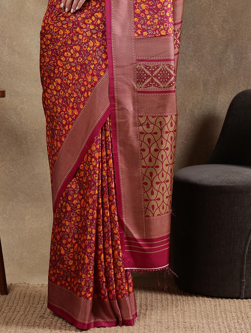 women printed casual wear saree with blouse - 21922925 - Standard Image - 5