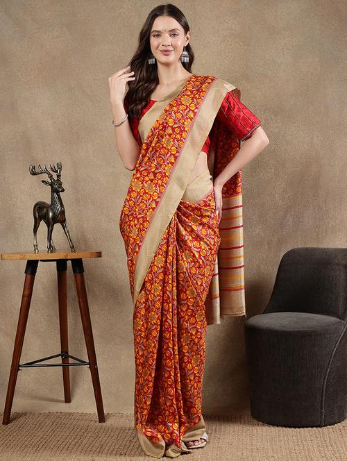 women printed casual wear saree with blouse - 21922927 - Standard Image - 0