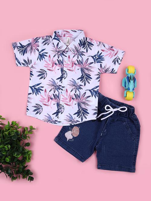 boys printed shirt & shorts casual wear set - 21923125 - Standard Image - 0