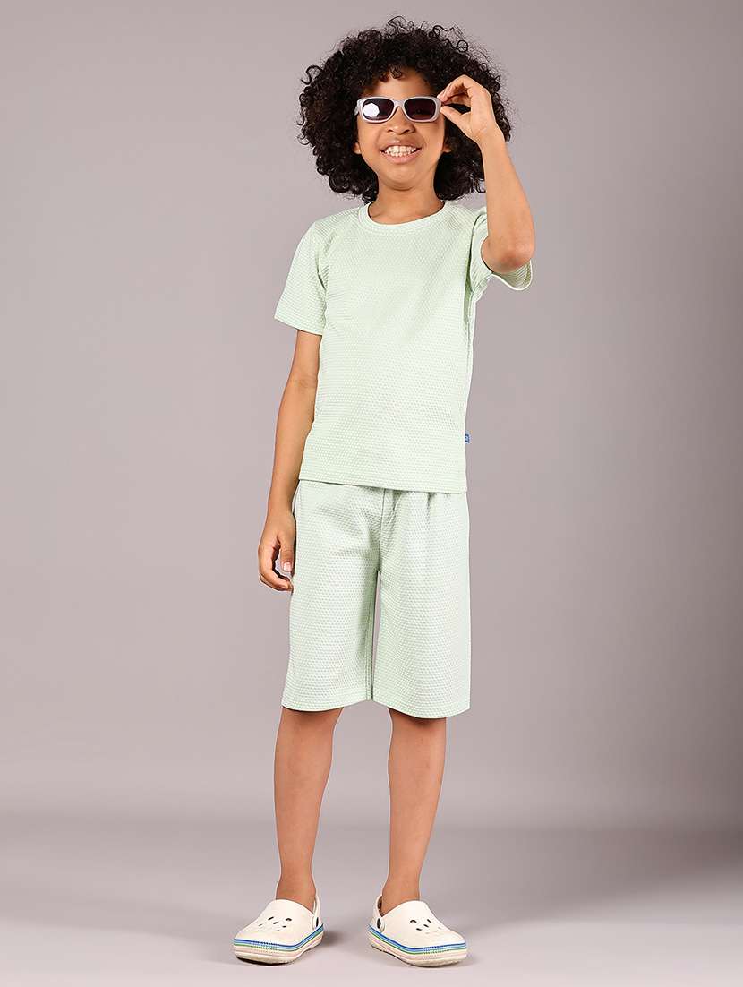 boys self design t-shirt & shorts co-ords set