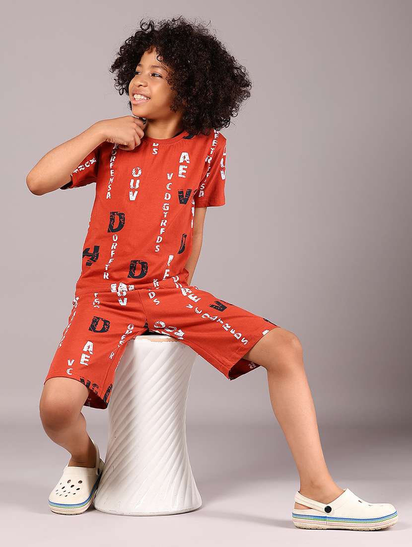 boys printed t-shirt & shorts co-ords set - 21923133 -  Zoom Image - 0