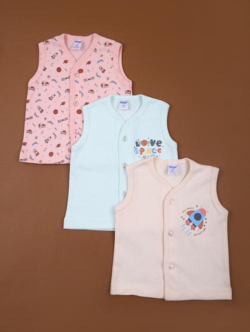 kids pack of 3 printed sleeveless t-shirt - 21923474 - Standard Image - 0