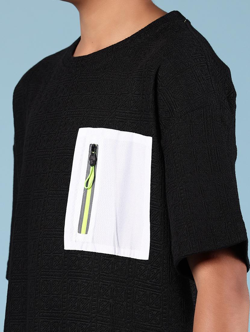 boys black placement print round neck t-shirt - 21923541 - Standard Image - 5
