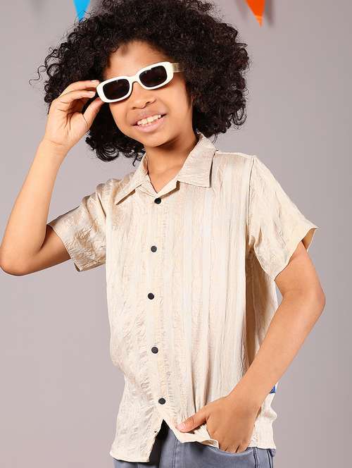 boys self design short sleeve casual shirt - 21923660 -  Standard Image - 0