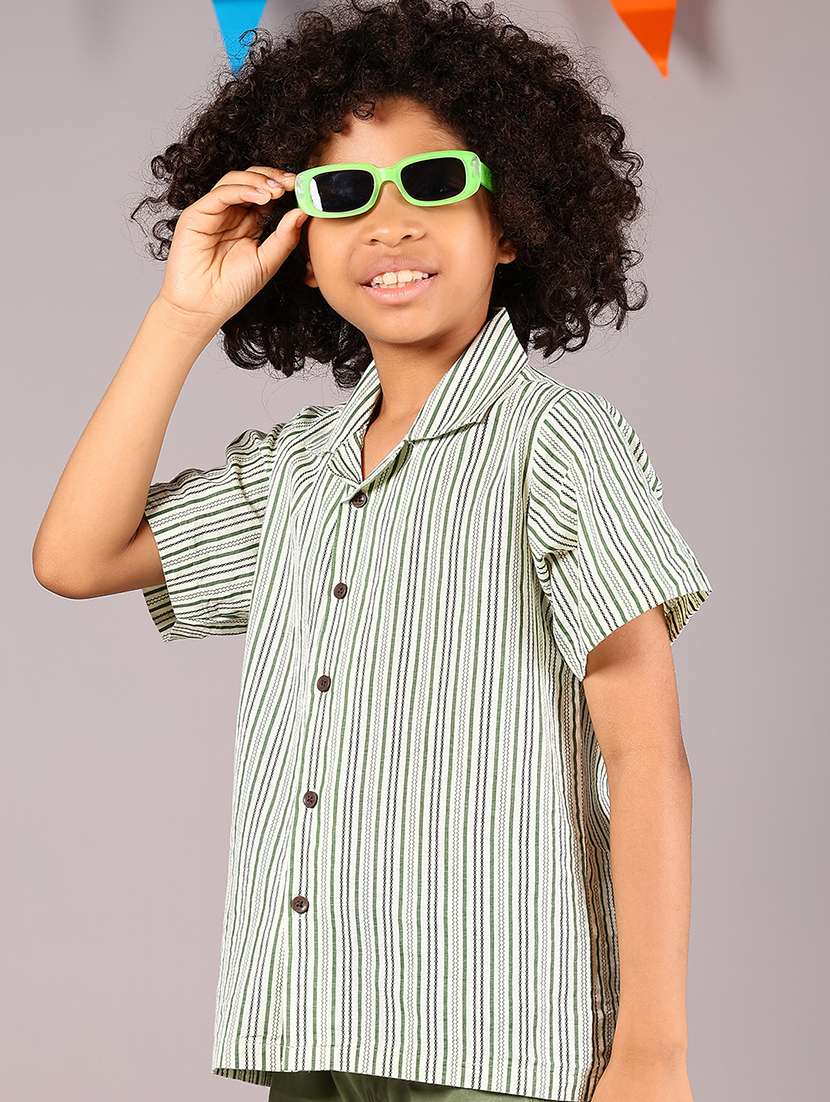 boys striped short sleeve casual shirt