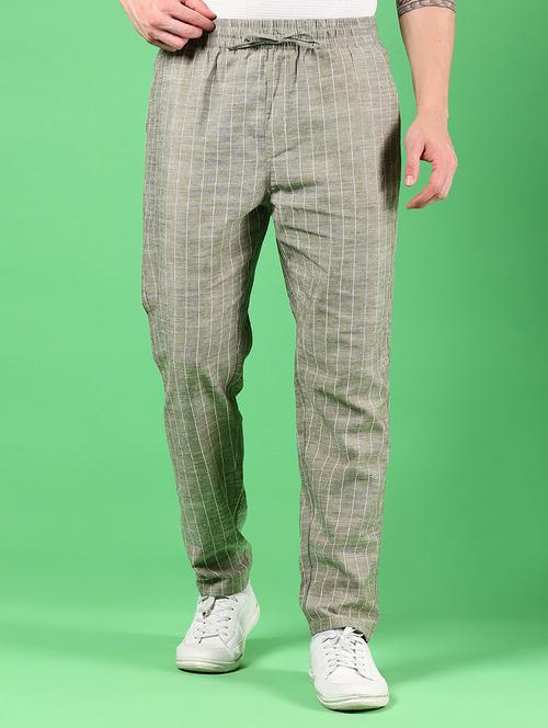 men striped mid rise casual trouser - 21923717 - Standard Image - 0