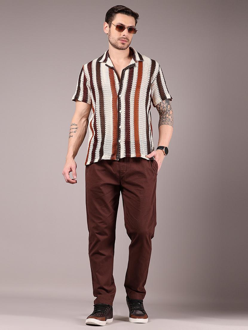 men solid mid rise casual trouser - 21923722 - Standard Image - 5