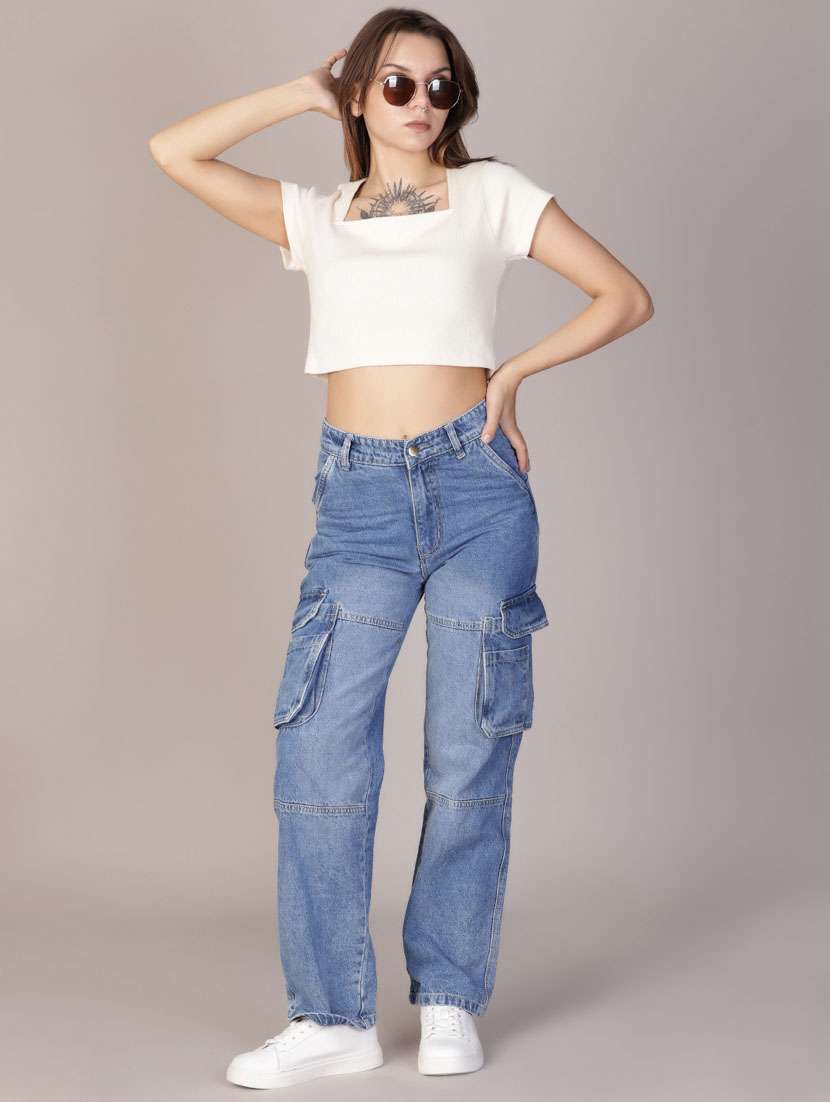 women solid short sleeve crop top - 21923802 -  Standard Image - 5