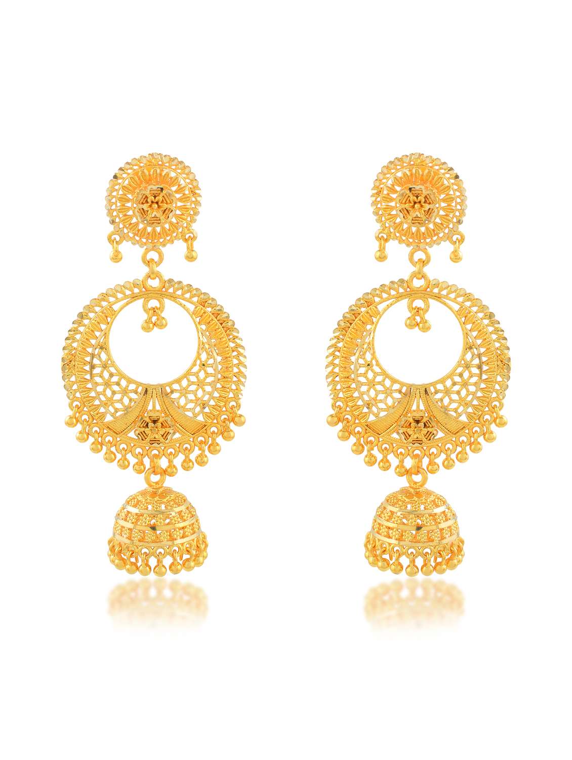women gold plated brass jhumka earring - 21923893 - Standard Image - 3