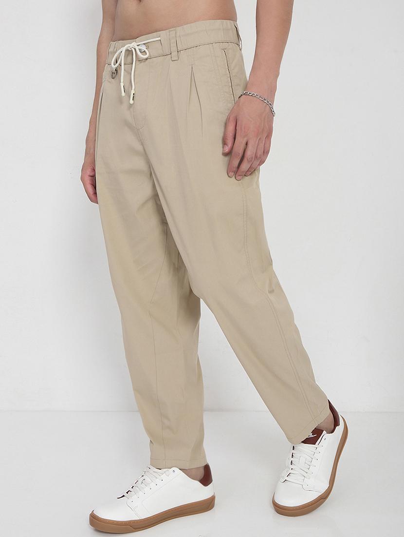 men solid mid rise regular fit casual trouser - 21923895 - Standard Image - 3
