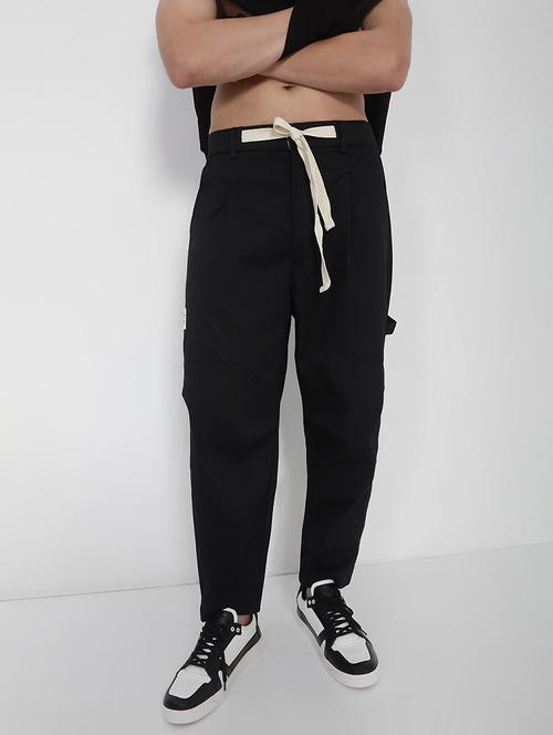 men solid mid rise regular fit casual trouser - 21923896 -  Standard Image - 0