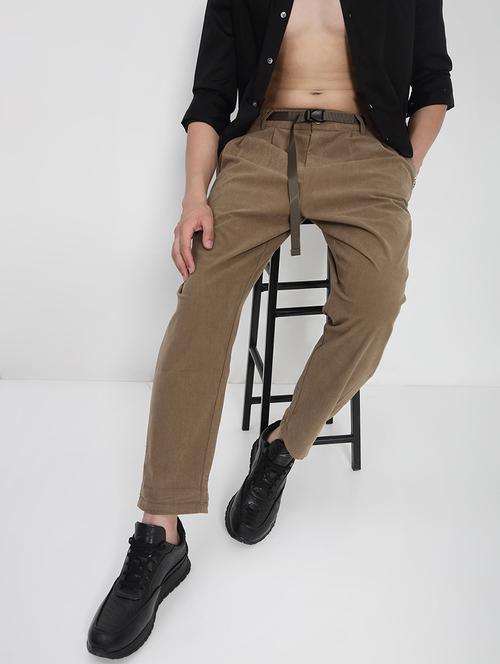 men solid mid rise regular fit casual trouser - 21923897 - Standard Image - 0