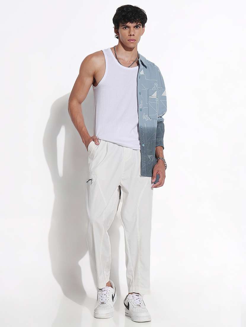 men's white cotton blend casual fit cargos - 21923898 -  Standard Image - 5